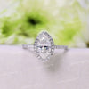 2 CT Marquise Moissanite Engagement Ring: 14k White Gold Halo