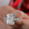 Radiant Cut Moissanite Engagement Ring Hidden Halo Wide Band Celebrity Style Large 12.5CT Solitaire Wedding anniversary ring for women