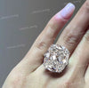 19 CT Old mine cut cushion moissanite ring large elongated cushion cut engagement ring Three stone big diamond ring edwardian wedding ring