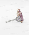 10.5 CT pink moissanite pear shaped engagement ring,large Three stone,trillion&pink pear moissanite,celebrity style cocktail wedding ring
