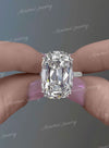 17.5 CT Old Mine Cushion Cut Moissanite Engagement Ring: Hidden Halo, Three Row Pave