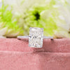 3 CT radiant cut moissanite engagement ring hidden halo wedding Ring pave bridge 14k Gold Cathedral ring solitaire simple engagement ring