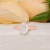 2 CT pear moissanite teardrop ring hidden halo unique pear shaped engagement ring 14k rose gold pear cut promise matching wedding ring set