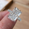 5 carat radiant moissanite engagement ring hidden halo Thick eternity band large radiant cut ring unique ring design diamond wedding ring