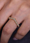 Dainty 14k Yellow Gold Moissanite Chevron Wedding Band