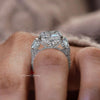 3 stone cushion cut engagement ring 16 CT elongated cushion crushed ice moissanite engagement ring Large Three stone luxury wedding ring