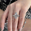 7.5CT Marquise Moissanite Engagement Ring: Art Deco Filigree, Hidden Halo wedding ring