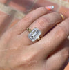 Emerald Cut Moissanite Engagement Ring 14K solid Gold wide Band 4.5CT Solitaire simple Wedding Ring Hidden Halo emerald cut engagement ring