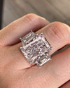 Radiant Cut Moissanite Engagement Ring Set with Wedding Band 13.5TW Three stone bridal jewelry set women anniversary gift large diamond ring