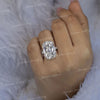 17.5 CT Old Mine Cushion Cut Moissanite Engagement Ring: Hidden Halo, Three Row Pave