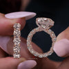 Round moissanite engagement ring set 12CT moissanite bridal set wedding ring women large solitaire anniversary ring diamond cocktail ring