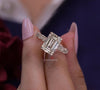 Lab Grown Diamond emerald cut Engagement Ring 5CT IGI Certified emerald Diamond Solitaire Half Eternity Band Wedding Anniversary Ring women
