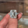 Emerald cut moissanite engagement ring 8CT solitaire hidden halo art deco wide band large diamond wedding ring anniversary gift for women
