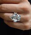 8 CT Large pear moissanite engagement ring,celebrity style,unique pear shaped ring,wide band teardrop ring,Diamond cocktail wedding ring