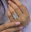 Emerald Cut Moissanite Ring Hidden Halo Split Shank 11 CT Emerald Cut Engagement Wedding Ring Statement Cocktail Ring anniversary ring gift