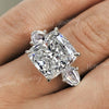 10 carat cushion cut moissanite engagement ring large Three stone Moissanite celebrity style big square diamond ring cocktail wedding ring