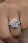 10 Carat Radiant moissanite engagement ring big Three stone ring hidden halo Radiant cut ring large moissanite diamond cocktail wedding ring