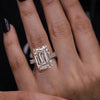 Emerald Cut Moissanite Engagement Ring 10CT Large Moissanite Wedding Ring with Hidden Halo Bezel Set Eternity Band Anniversary ring women