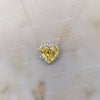 Heart moissanite pendant necklace,18k/14k solid gold chain necklace 4.27 CT yellow heart halo pendant moissanite necklace,solitaire necklace