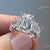 4.4ct emerald cut moissanite ring Three stone engagement ring Hidden Halo Wide Band 14k White Gold Wedding Anniversary Ring for Women