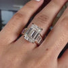 Emerald cut moissanite engagement ring 8CT solitaire hidden halo art deco wide band large diamond wedding ring anniversary gift for women